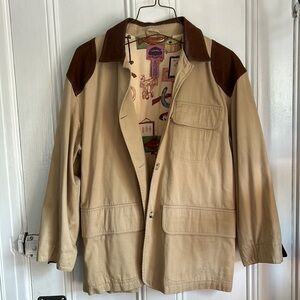 Cambridge Country Store and Dry Goods Co. Cotton and Leather Button Up Jacket, M